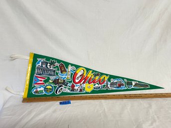 OHIO Vintage 1980s Felt Souvenir Pennant - Points Of Interest