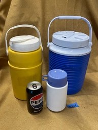 3 Plastic Thermoses, Coolers