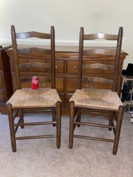 Pair Of Rush Seat Chairs - Vintage 'Donie Chair Company'