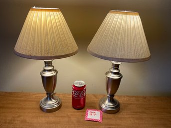 Pair Of Silver Table Lamps