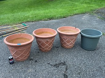 (3) Ames Faux Terracotta Flower Pots, Planters