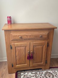 Small Oak Dining Room Storage Cabinet With Drawer