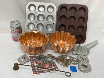 Vintage Metal Kitchen Lot - Cookie Cutters, Muffin Pans