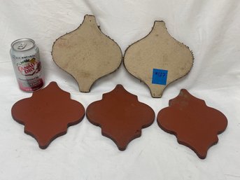 Set Of 5 Architectural Tile Trivets - Vintage