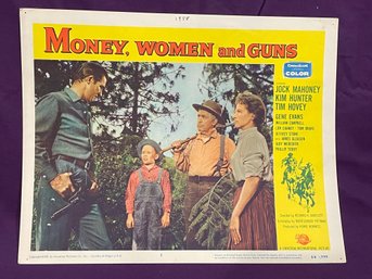 'MONEY, WOMEN AND GUNS' 1958 Vintage Movie Lobby Card