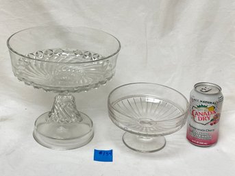 2 Glass Compote Dishes - Vintage Tableware