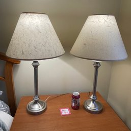 Pair Of 27' Tall Silver Table Lamps