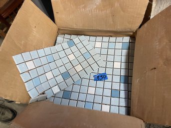 Blue & White Glazed Ceramic Bathroom Tile 1' X 1'