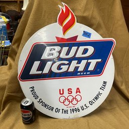 Bud Light Beer 1996 Olympics Sponsor Metal Adverting Sign