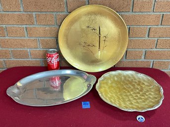 Lot Of 3 Vintage Serving Trays