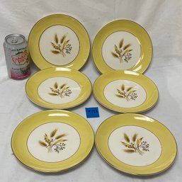 Set Of 6 Vintage Century Service Cake Plates 'Autumn Gold'