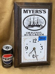 Myer's Original Rum Cream Vintage Advertising Clock