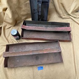 (2) Vintage Toolbox Metal Trays