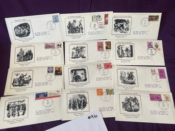 Lot Of 12 Patriotic/Colonial America First Day Stamp Covers 1977