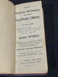 1930 Webster Dictionary And Complete Vest-Pocket Library