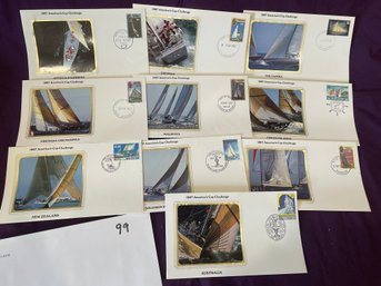 (Set Of 10) 1987 America's Cup Sailing World Stamps - First Day Covers