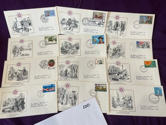 (Set Of 12) 1976 American Revolution Bicentennial Stamps - First Day Covers