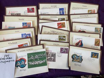 (Set Of 14) 1980 Summer Olympics Stamps First Day Covers