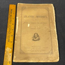 April 1858 'The Atlantic Monthly' Literature, Art, And Politics Magazine
