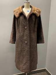 Vintage 'borre Styled By Fairmoor' Long Coat With Mink Fur Collar