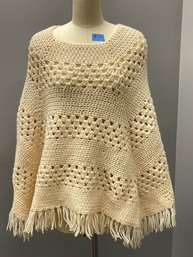 Vintage 1970s Hand Crocheted Poncho