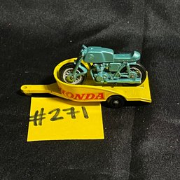 'Honda Motorcycle With Trailer' Matchbox No. 38 Diecast Toy Car - Vintage