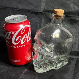 Glass SKULL Bottle With Cork Stopper - Spooky Halloween Decor