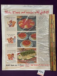 1945 JELL-O Squirrel Recipes Magazine Ad