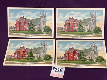 (Lot Of 4) St. Mary's Church, Norwich, Connecticut Postcards VINTAGE