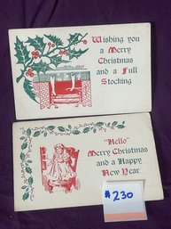 (Lot Of 2) Vintage Merry Christmas Postcards