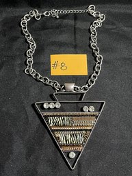 Funky Triangle With Rhinestones Pendant Necklace - Retro