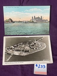 (Lot Of 2) Antique Ellis Island Postcards - New York City