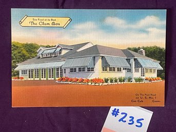'The Clam Box' Seafood Restaurant Vintage Postcard - Cos Cob/Westport, Connecticut
