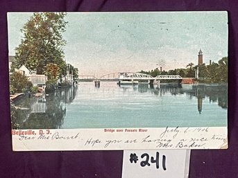Bridge Over Passaic River - Belleville, New Jersey 1906 Antique Postcard