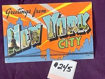 1949 'Greetings From New York' Vintage Large Letter Postcard