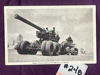 Mobile Field Artillery 155 MM Gun On March 1945 WWII Era Postcard