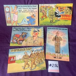 Set Of 5 World War II Era Military Comic Postcards