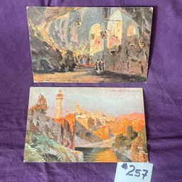 Set Of 2 Vintage Jerusalem, Holy Land Postcards