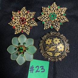 Vintage Lot Of Pins/Brooches - Rhinestone Jewelry