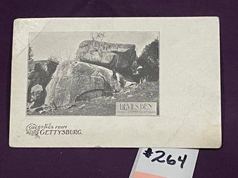 Greetings From Gettysburg 'Devil's Den' Antique Postcard