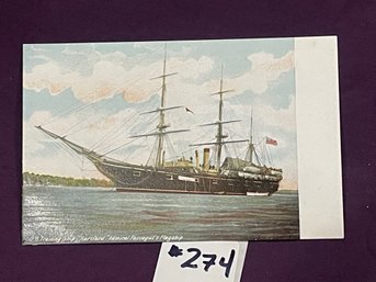 U.S. Training Ship ''Hartford' Admiral Farragut's Flagship VINTAGE Postcard