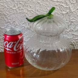 Art Glass Fruit Covered Dish, Jar - Pear?