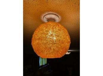 Vintage Orange Spaghetti Ceiling Fixture Lamp Shade - Spun Lucite Mid-Century