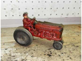 Vintage Cast Iron Farmall Tractor Toy With Wooden Wheels