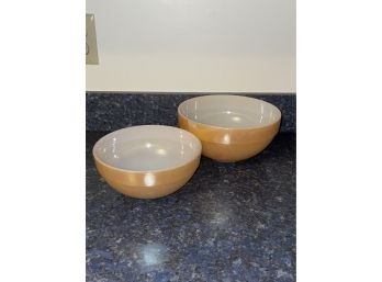 Set Of 2 Orange Luster Bowls - Anchor Hocking, Fire King