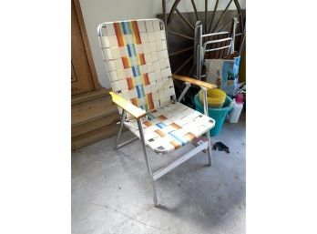 White & Rainbow Webbed Aluminum Folding Lawn Chair