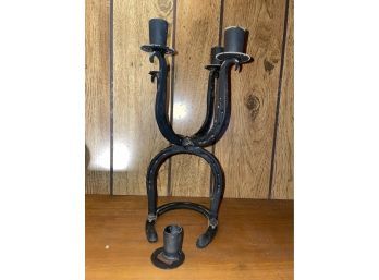 Handcrafted Horseshoe Candle Holder #3