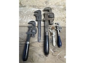 Lot Of 5 Vintage Adjustable Pipe Wrenches