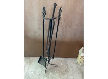 3 Piece Fireplace Tool Set - Twisted Hand Wrought Iron