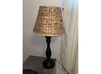 Black Table Lamp With Woven Shade